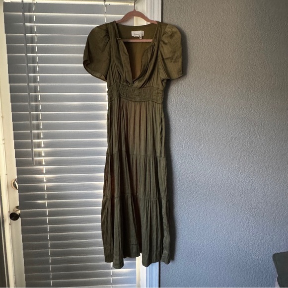 SUMMER COLLECTION ANTHROPOLOGIE Olive Green Maxi Dress Somerset collection - Picture 3 of 14